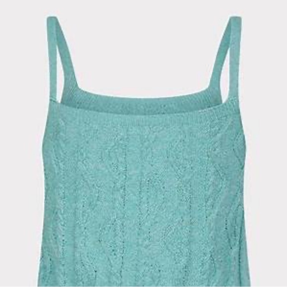 ESQUALO AQUA METALLIC CABLE KNIT TOP LOTS OF SHINE AND STRETCH SIZE S - Picture 3 of 11